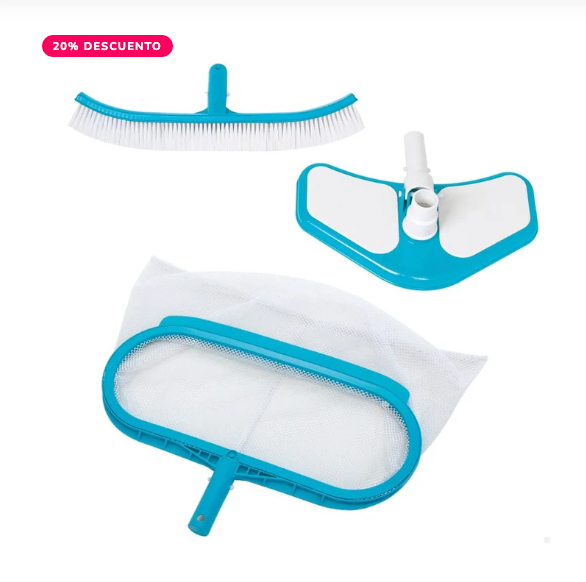 Kit de Limpieza Deluxe INTEX para Piscinas y Spas con Recoge Hojas, Cepillo y Cabeza
