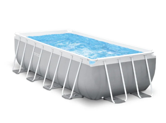 Piscina Estructural Prism Frame INTEX, 488 x 244 x 107 cm, 10.874L, con Bomba, Escalera, Cobertor y Tapiz