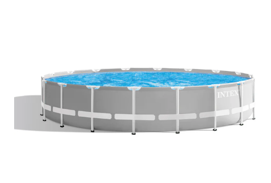 Piscina Estructural Redonda INTEX Prism Frame 5.49mx1.22m, 24.311L, con Bomba, Escalera, Cobertor y Tapiz