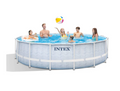 Piscina Estructural Redonda INTEX Prism Frame Chevron 488 x 122 cm, 19.156L, con Bomba, Escalera, Cobertor y Tapiz