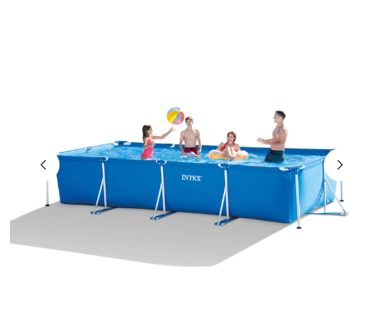 Piscina Estructural Rectangular INTEX Metal Frame, 4.50m x 2.20m x 84cm, 7.127L, con Bomba
